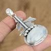 Pendentif Pierre Gemme Pierre de Lune Arc-en-Ciel Naturelle Argent Sterling 925 Bijou Indien