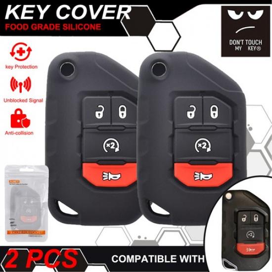 

For Jeep Wrangler 2018 4 Button Key Chain Fob Case Cover Silicone x2