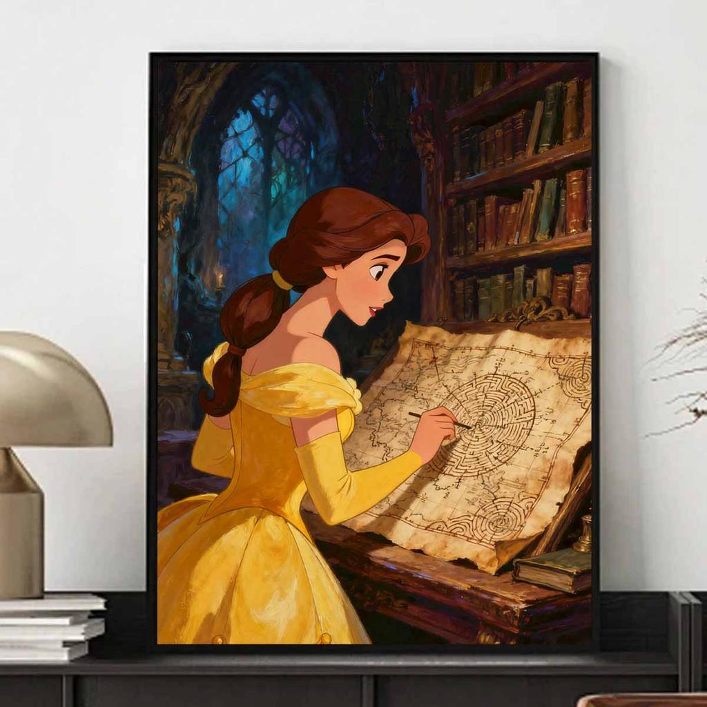 Disney 5D Diamond Painting Kit Belle Reading A Map Home or Office Home Decor Art Diamond Painting Kit