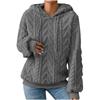 Felpa con cappuccio in pile accogliente da donna, calda, larga, maniche lunghe, tinta unita grigio, pullover casual, pullover invernale casual con cappuccio