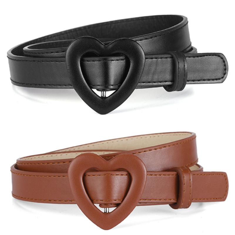 Love Buckle PU Needle Buckle Thin Waist Belt Casual Decoration Paired with High-end Unisex Children's Belt