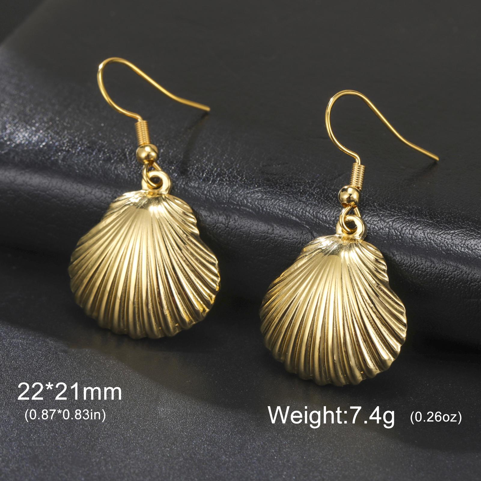 

Unift Waterproof Ocean Shell Dngle Earrings for Women Stainless Steel Earring Gold Plated Sea Animal Pendant Zircon Summer Gift