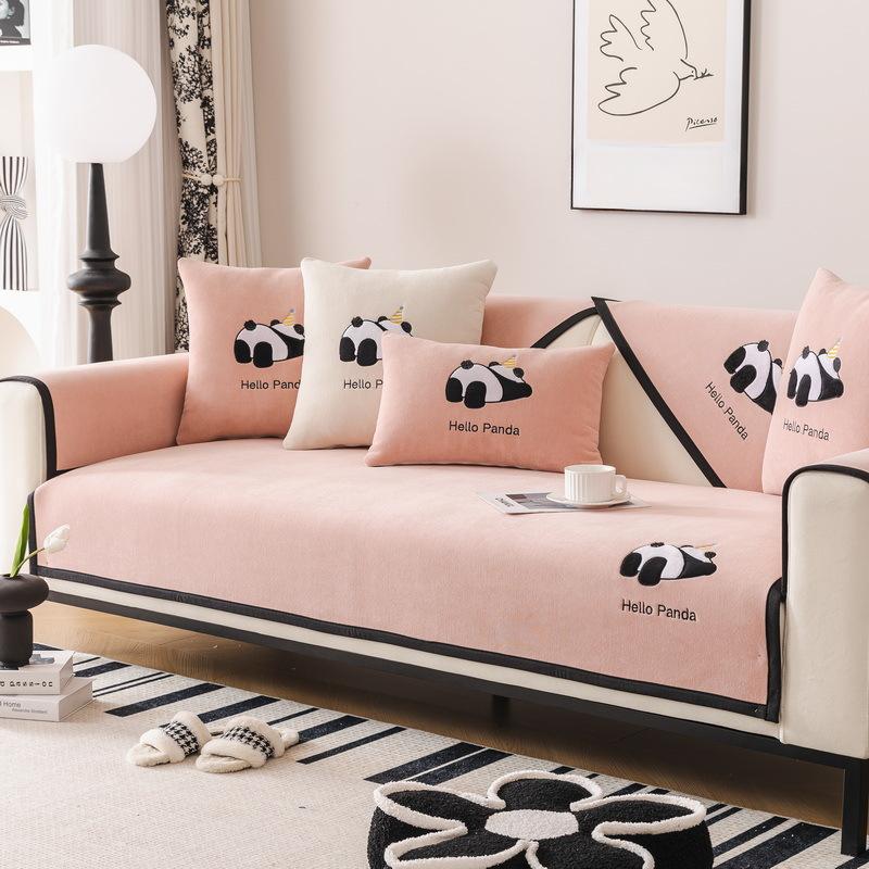 

Подушка для дивана из синели, универсальный простой современный нескользящий чехол из кожи панды на четыре сезона, чехол для полотенца 70*70cm