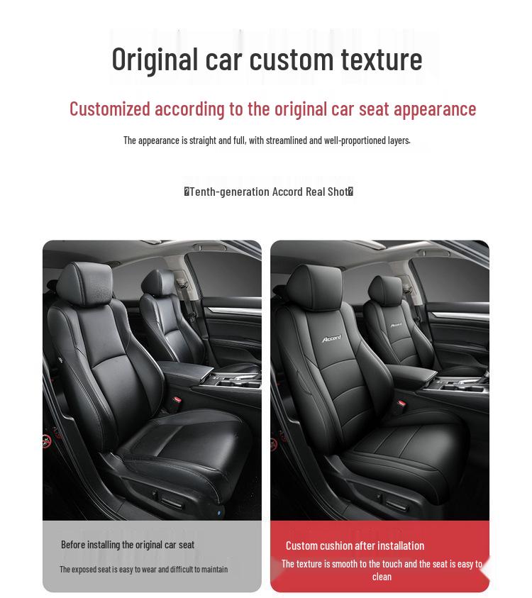 Accord Tenth Gen Leather Seat Cushion - Universal Fit, Four Seasons, Five-Seat.