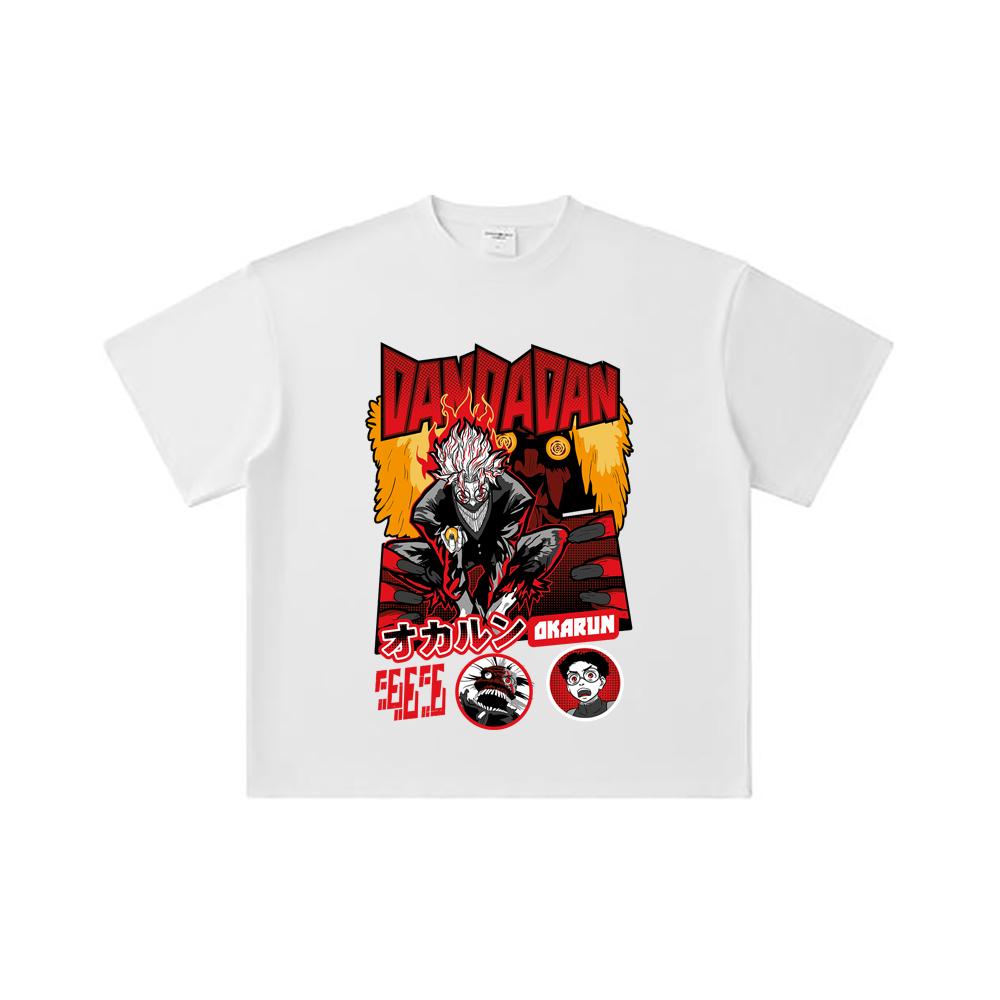 260 GSM Double Yarn 32 Count 100% Cotton Dandadan V26 Okarun Turbo Print Unisex Heavy Cotton T Shirt