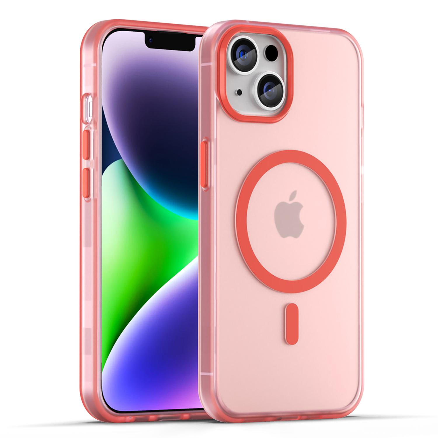 

For iPhone 13 Frosted Back Case Drop Protection Phone Cover Compatible with MagSafe Red