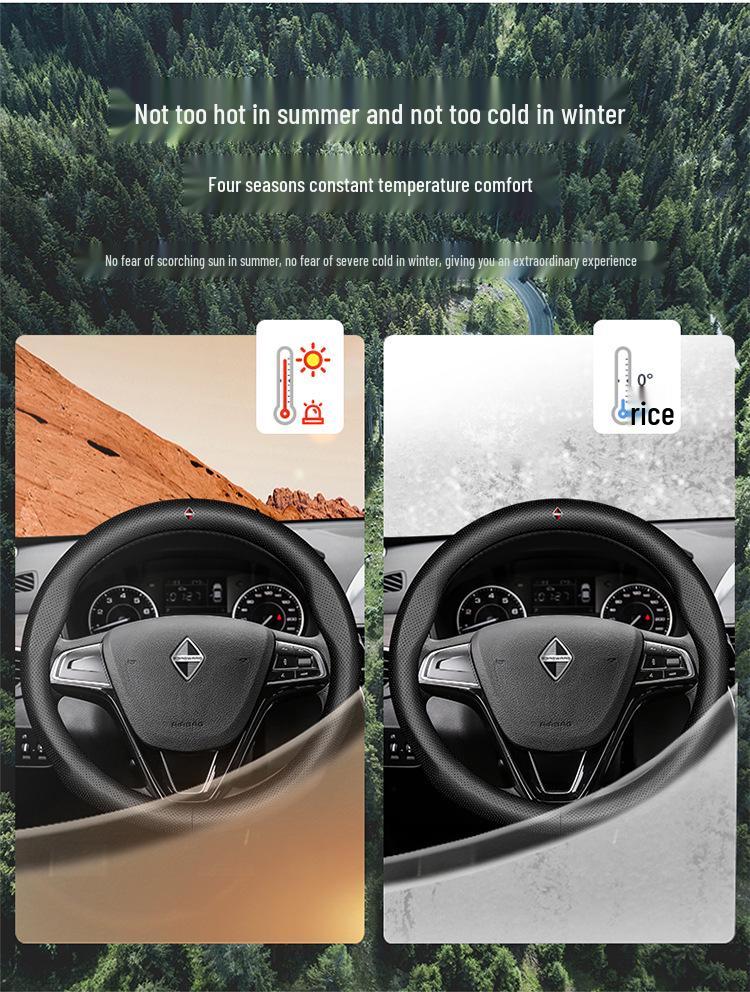 Borgward Genuine Leather Steering Wheel Cover for BX7/BXi5/BX6, Universal Fit - Four Seasons Car Accessory