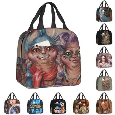 Labyrinth Wurm Isolierte Lunchtasche für Outdoor-Picknick Musikalisches Abenteuer Film Auslaufsichere Kühltasche Thermische Lunchbox Frauen Kinder