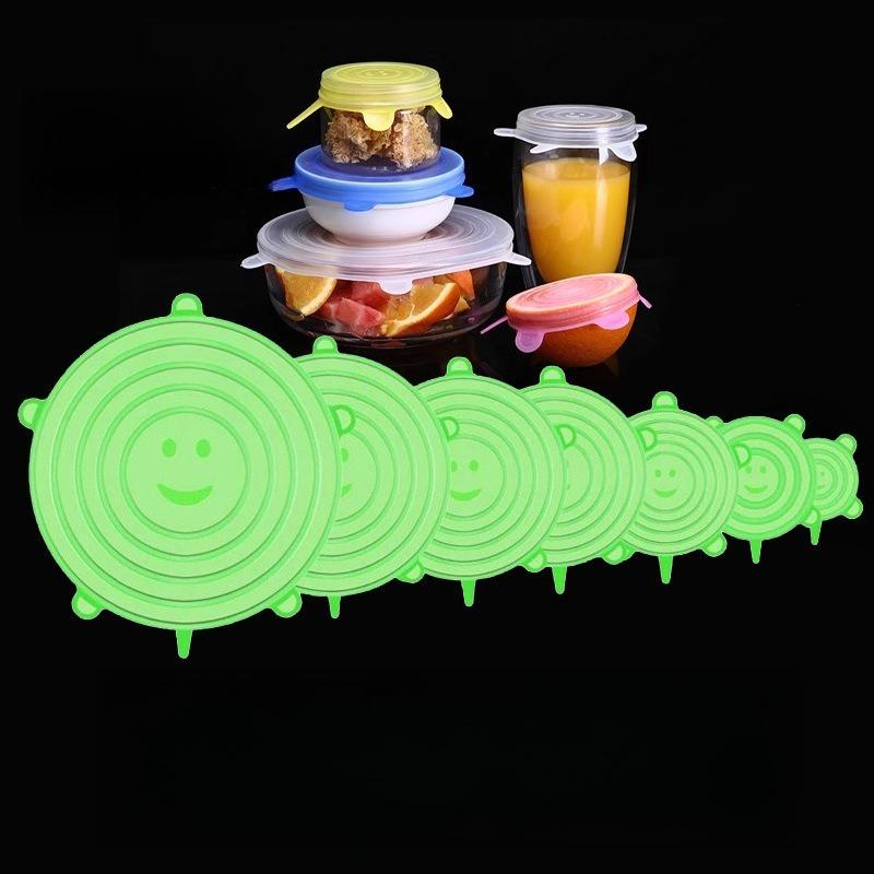 6 ks Opakovaně použitelných silikonových víček na jídlo/nádobí