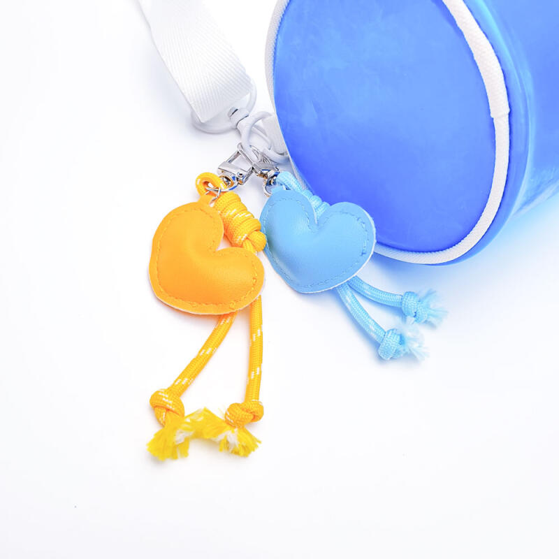 Leather heart pattern rope strap keyring key holder