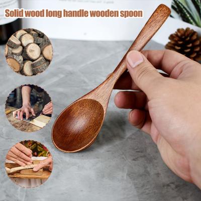 7 Adet Küçük Tahta Kaşık Seti Çevre Dostu Uzun Saplı Mini Masa Kaşığı Yemek Pişirme DIY Projeleri için