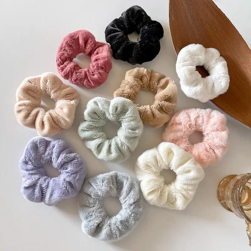 Niedliche Ins Plüsch Weiche Scrunchie Elastisches Haarband Pferdeschwanzhalter Haargummis Haarschleife Damen Mädchen Mode Kopfbedeckung Accessoires