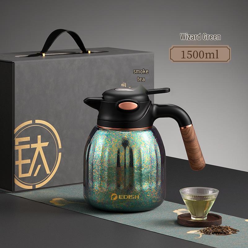 One Drop Titanium Insulated Tea Stew Pot with Temperature Display, Large Capacity for Tea Brewing 1.5L