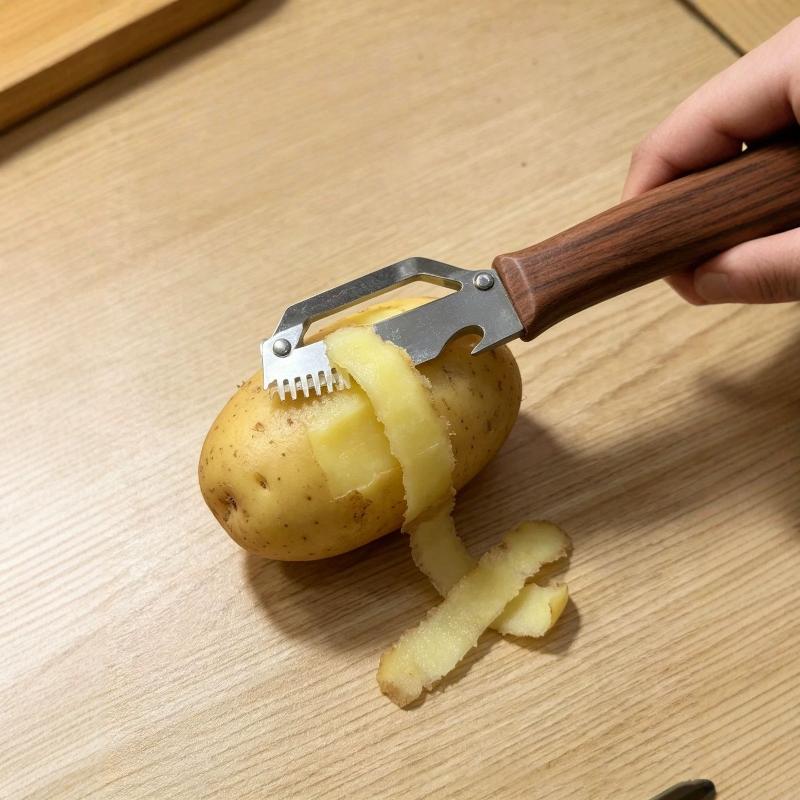 Pelapatate Multifunzione per Cucina Acciaio Inossidabile Affettatrice per Cipollotti Strumento per Pelare Frutta e Verdura Coltello Pelapatate per Canna da Zucchero