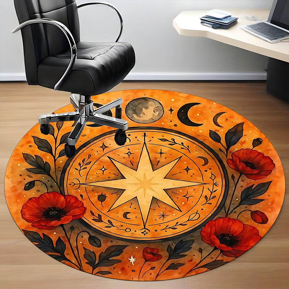 1PC Wicca Moon Phase Office Round Area Rug, Indoor Mat Suitable For Office, Under Office Chairs Bedroom Living Room Home Decor, Room DecoT1223076