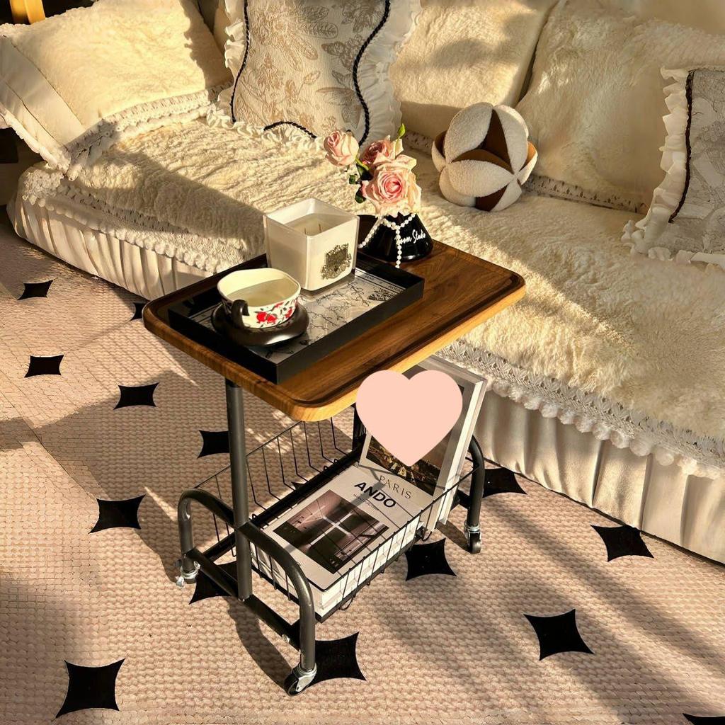Masă laterală compactă mobilă cu depozitare: Suport pentru gustări pentru canapea, noptieră sau sufragerie