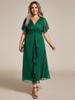 Ever-Pretty Women's Plus Size Shimmer Short Sleeve A-Line Midi Wedding Guest Dress with Ruffled Hem