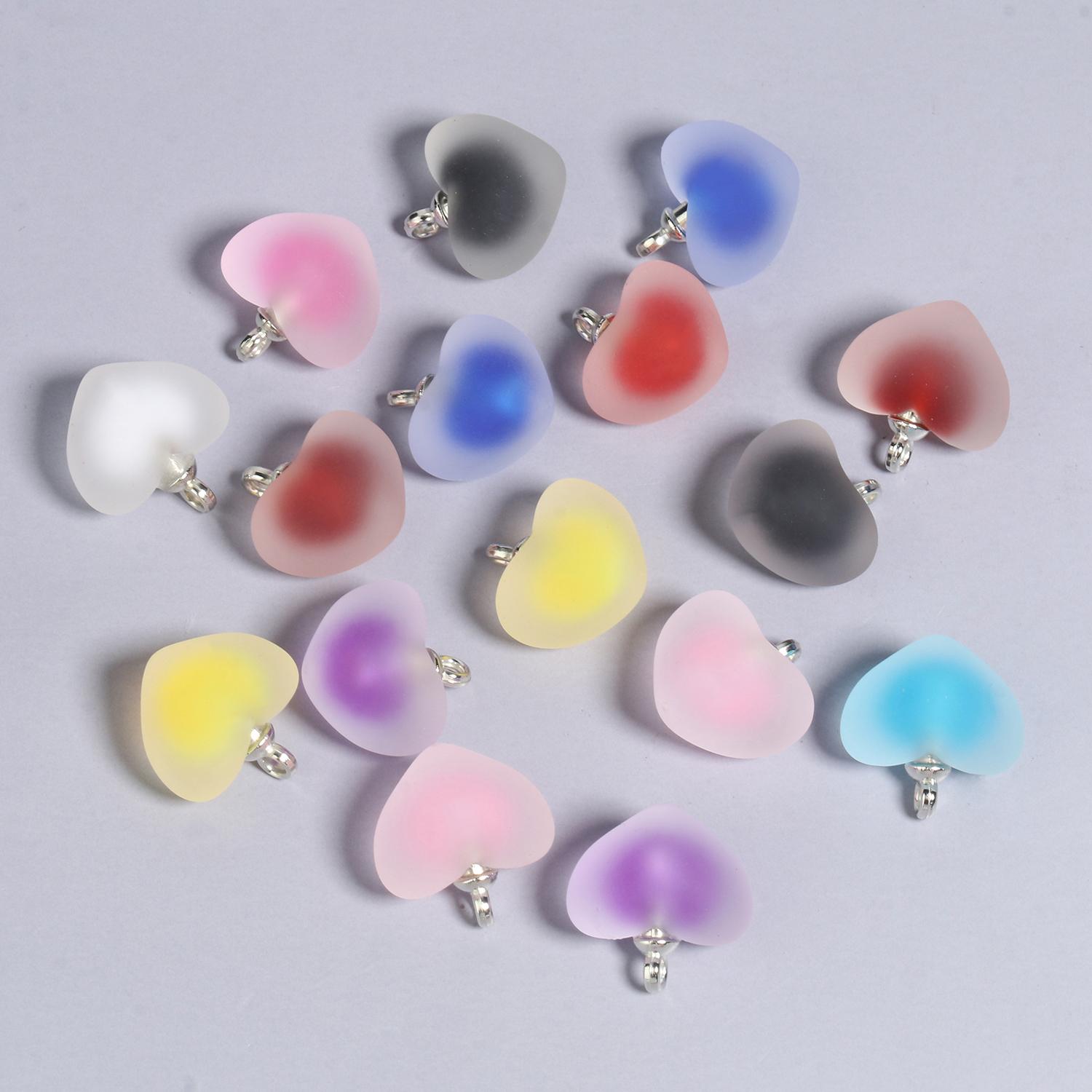 

10шт матовые акриловые бусины в виде сердца из камня для изготовления ювелирных изделий своими руками, кулон ручной работы(размер:19х18мм) 19x18mm разноцветный