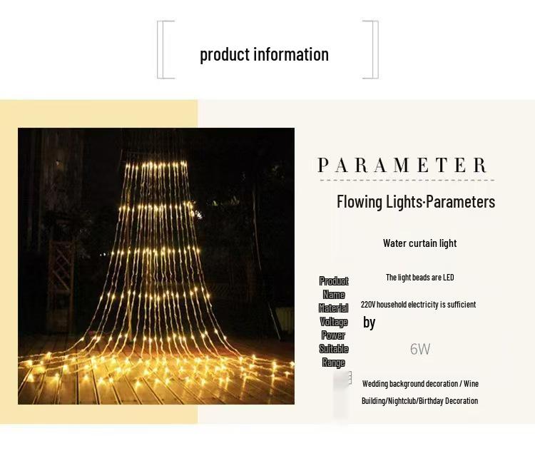 Waterfall LED String Lights: Outdoor Waterproof Marquee for Festivals, Hotels, and Camping