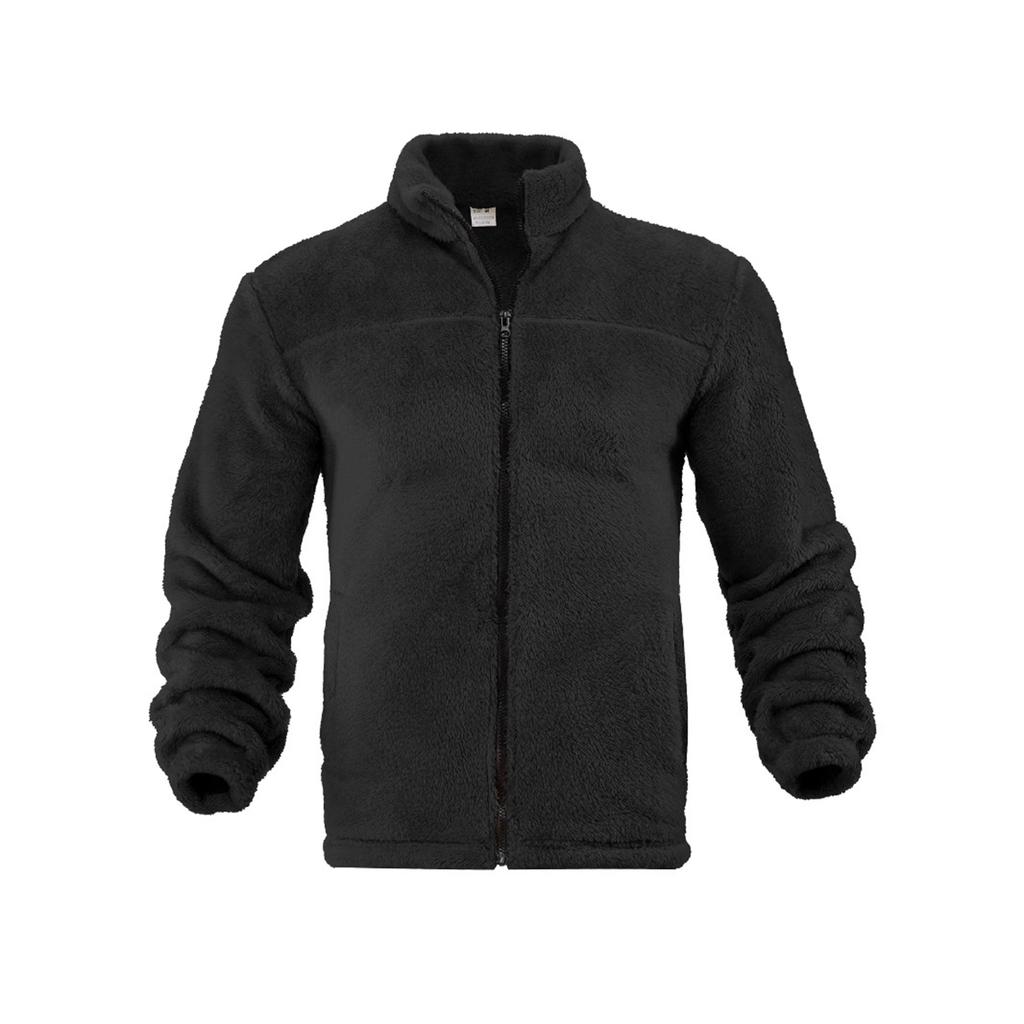 Men's Casual Loose Fleece Stand-up Collar Coat, Zipper Fleece Warm Coat