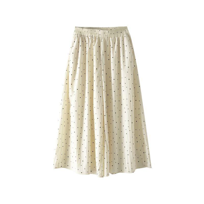 Plus size women clothing [Polka Dot Yamamoto Culottes] Gentle Wind Wear Wrinkle Feeling Loose Summer Chubby Girl Capri Wide Leg Pants