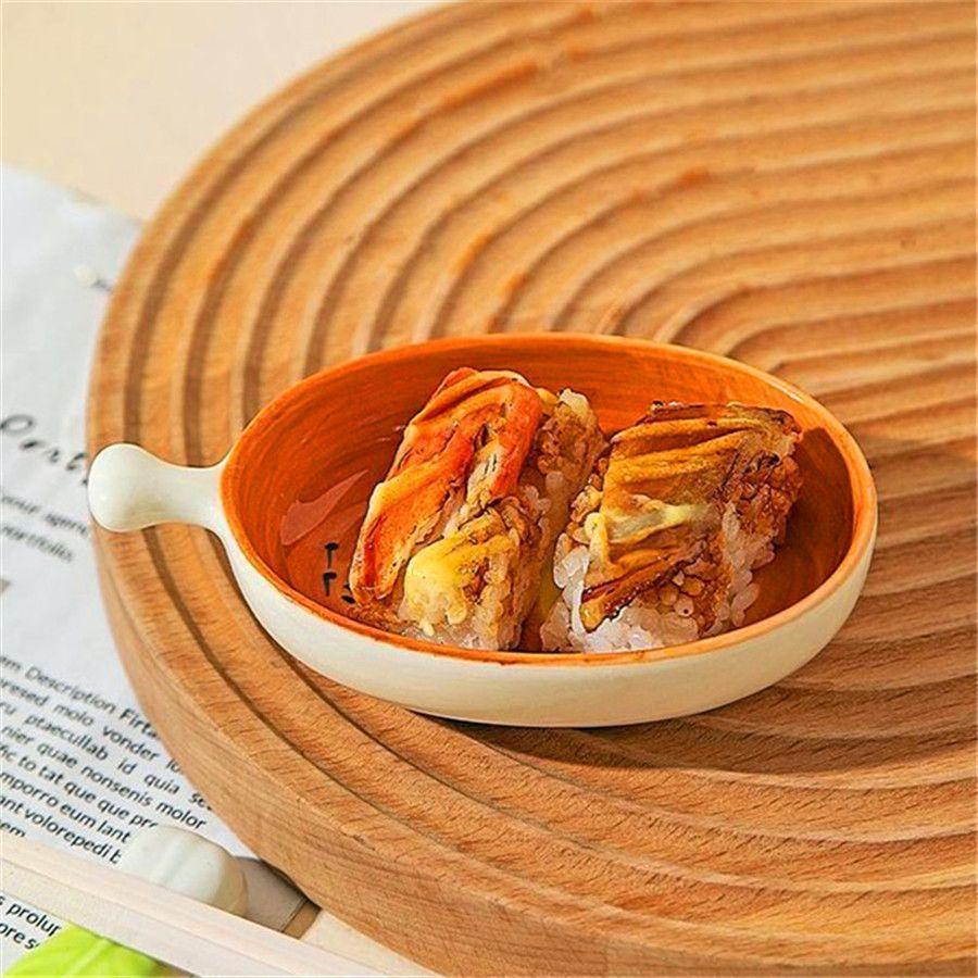 Adorable Bread Design Under-Glaze Ceramic Dipping Bowl, Multi-Use Soy Sauce Plate for Sushi & Fries