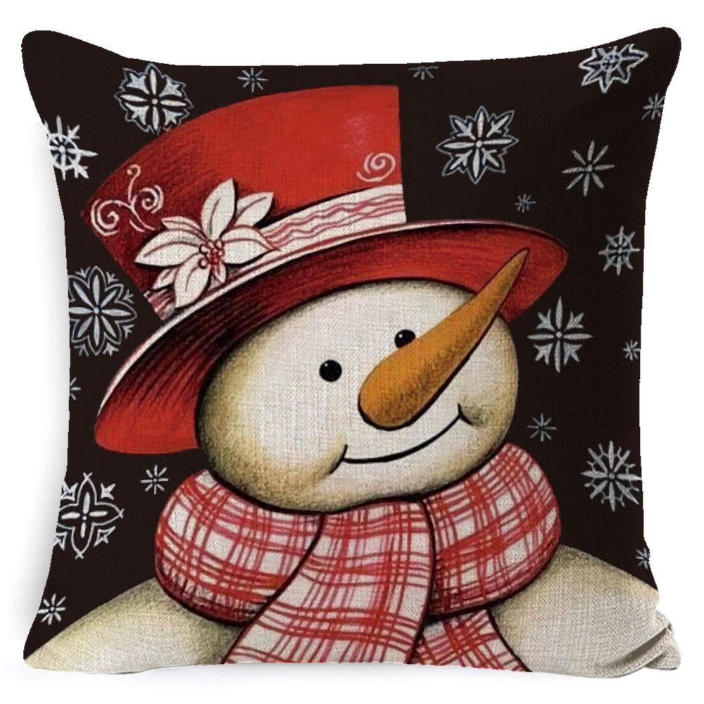 Christmas Celebration Pillow Elk Snowman Festive Cushion Cover Red Sofa Back Cushion Pillow Cover