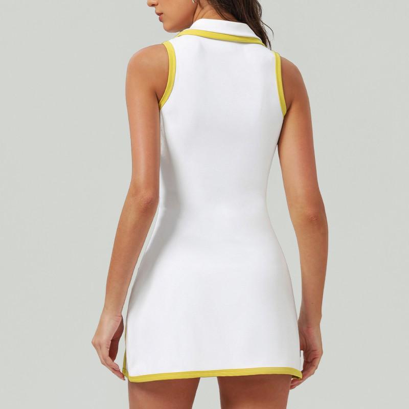 Womens Quick-Dry Tennis Jumpsuit With Half-Zip Front Colorblock Design Sports Activities