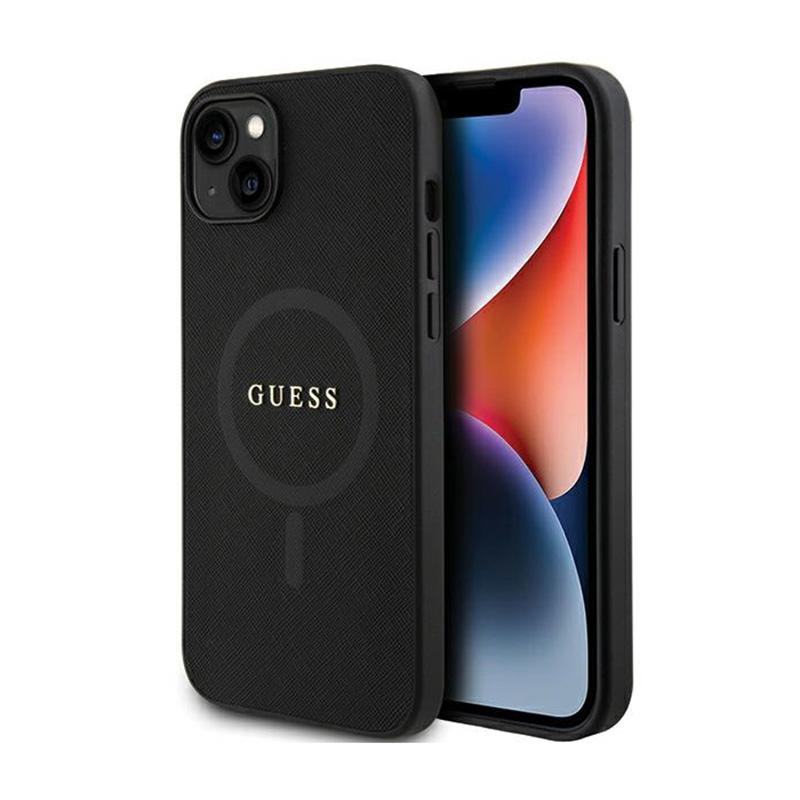 Guess Saffiano Magsafe - Etui Iphone 15 Plus (Czarny)