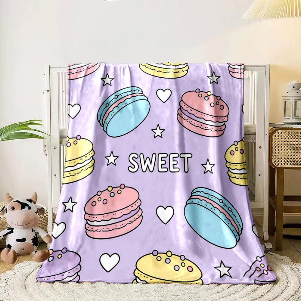 Sweets and Pastries Cartoon Printed Blanket Children Adult Blanket Soft and Warm Bedding for Sofa Outdoor Travel Cover Blanket