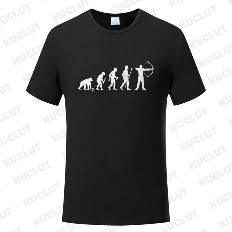 

Brand Clothing Funny Evolution of Man and Archery Design Men s Tee Shirt Round Neck Shirt Short Sleeve Breathable Casual Shirt S