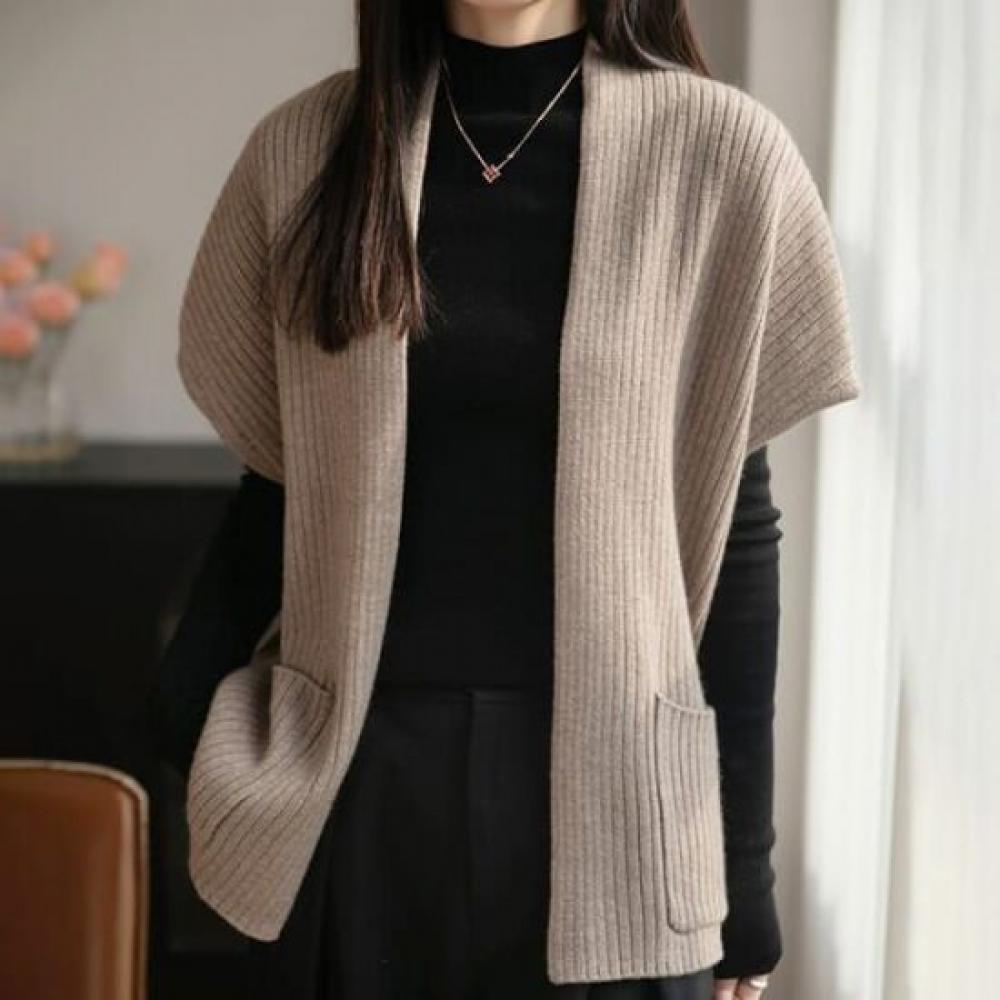Navava Women Soft Plain Knit Vest Cardigan Nk3585