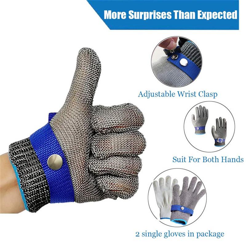 316L Stainless Steel Wire Anti-Cutting Gloves Cut-Resistant Durable Butcher Safety Working Gloves