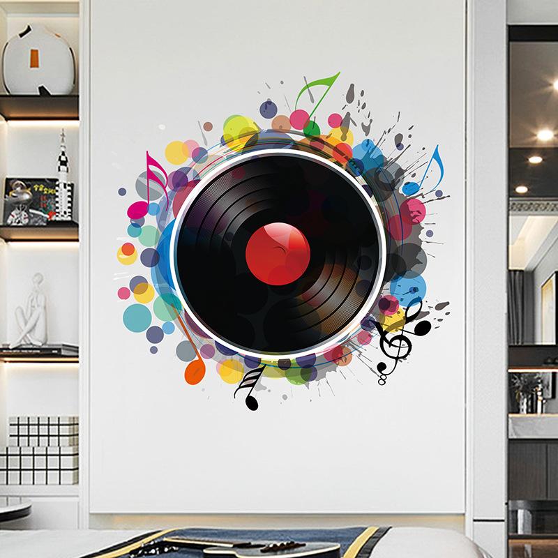 Music Wall Stickers Vinyl Decals for Living Room Bedroom Concert Hall Creative Album Art Peel and Stick Wall Decoration