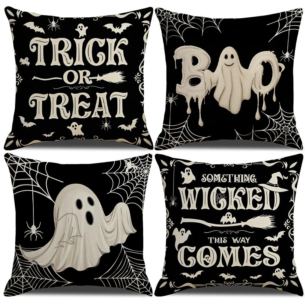 New Black Funny Ghost Horror Halloween Pillowcase Festive Party Cushion Sofa Pillow Combination