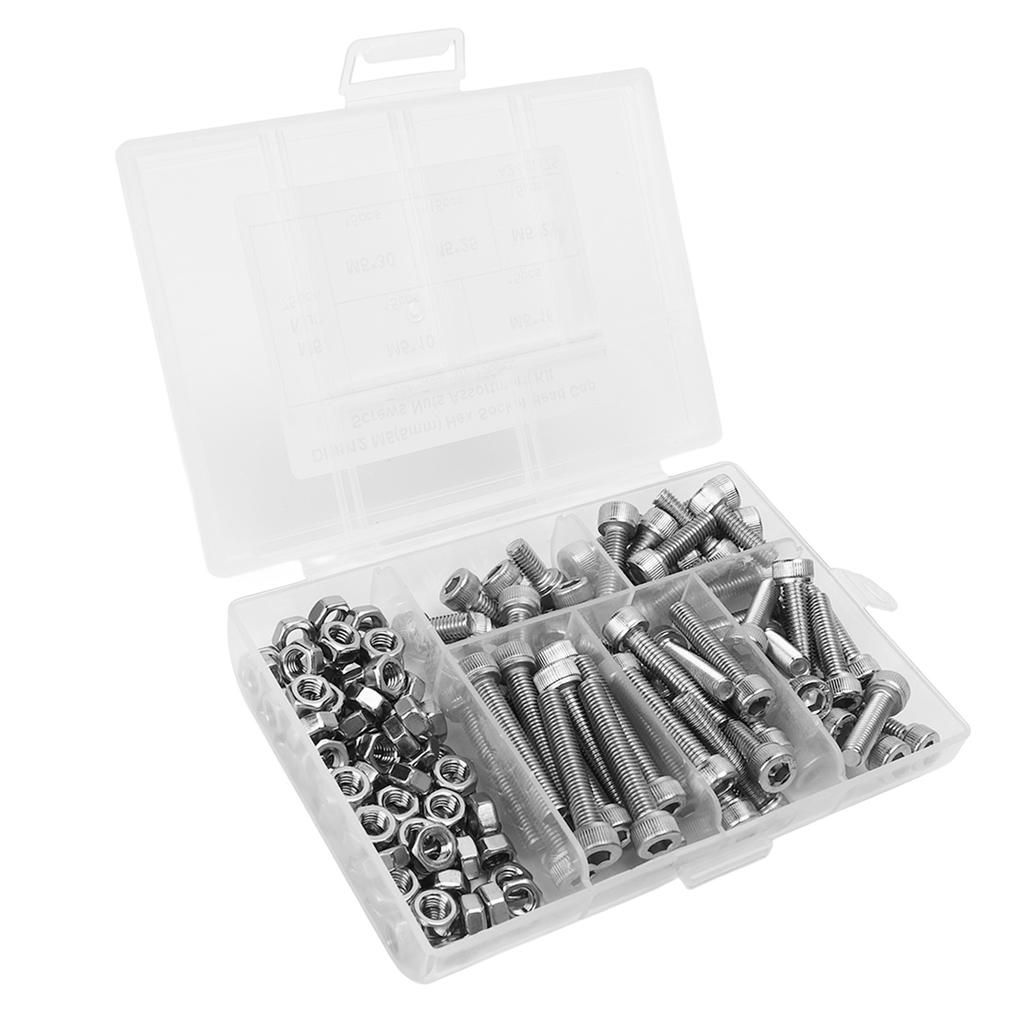 150 Stück Innensechskantschrauben Muttern Set 304 Edelstahl M5 Innensechskant Zylinderkopfschrauben und Muttern