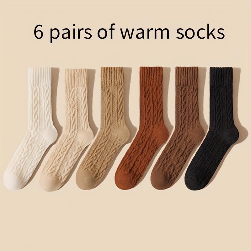

6 пар зимних плюшевых толстых женских носков с межподошвой, теплых и сохраняющих тепло, удобных, мягких, повседневных, для отдыха на природе, цвета кофе с бриллиантами One-size