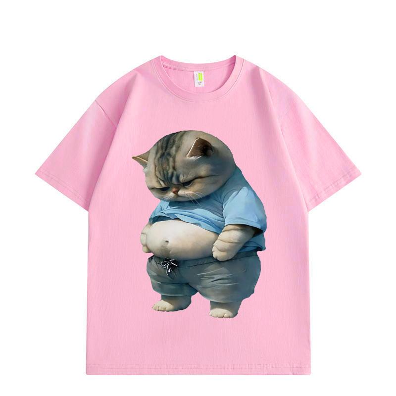 Funny Chubby Cat Meme Graphic T Shirts Men Women Fashion Trend Cartoon Short Sleeve T-shirts Summer Loose Cotton T-shirt