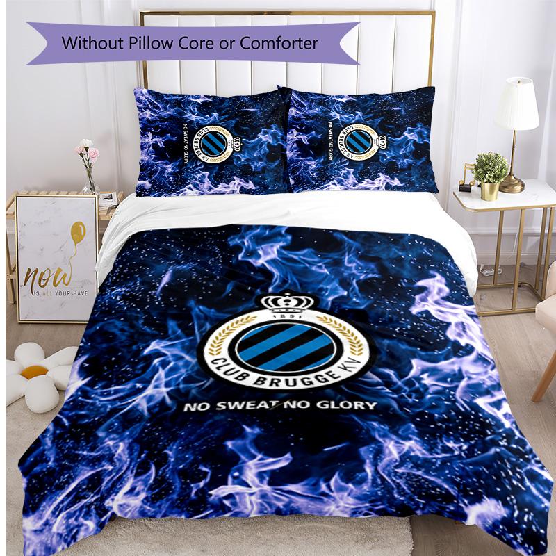 Set Biancheria da Letto 3 Pezzi Stampato FC Club Brugge Traspirante Copripiumino con Federe Biancheria da Letto Decorativa per Camera da Letto Casa
