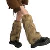 Women Harajuku Fuzzy Plush Leg Warmers Japanese JK Winter Warm Thickened Furry Boots Cover Vintage Leg Sleeve Long Socks