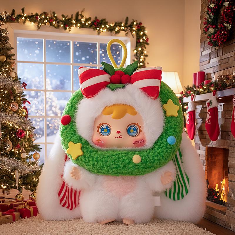 Three Little Mops Happy Xmas Night Plush Blind Case Figures Innovative Adorable Animation Design Statues Surprise Xmas Presents Bli