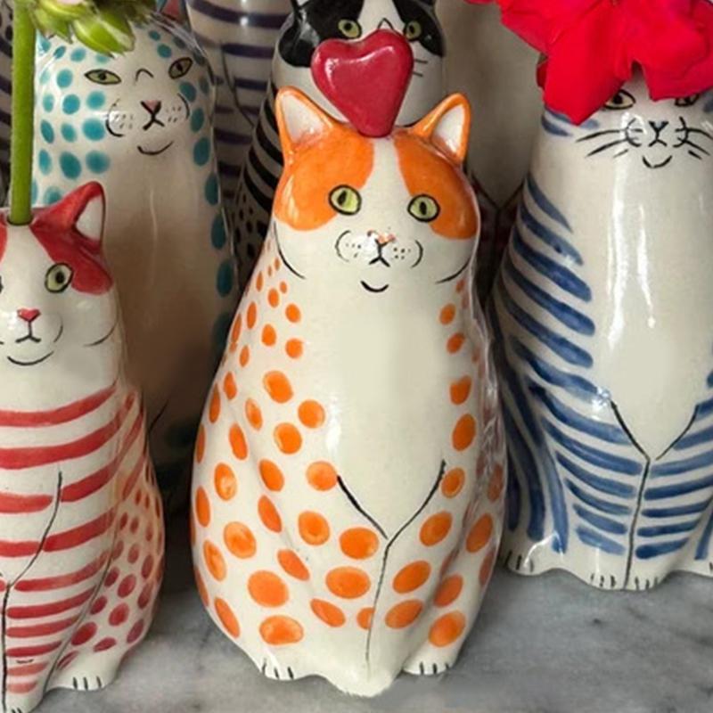 

Resin Vase Craft with Cat Design оранжевый