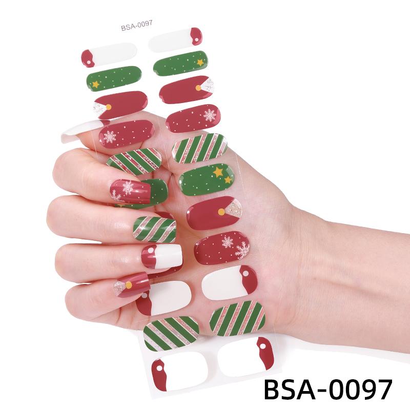 Factory Direct Fully Cured Gel Nail Stickers Popular Christmas Styles