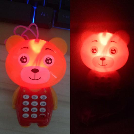 Cartoon Frog Animal LED Music Mobile Phone with Lanyard Educational Kids Toy