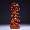 Karin Wood Carved "Five Blessings" Gourd Ornament - Chinese Root Carving Decoration, Ideal for Opening Ceremonies or Housewarming Gifts