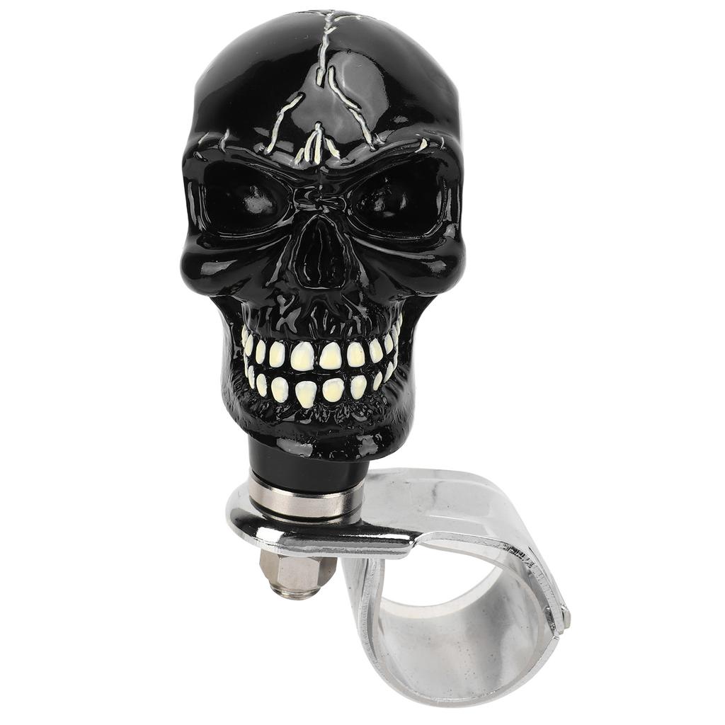 Skull Shape Steering Wheel Knob 3cm Diameter Resin Turn Knob Spinner Booster for Cars Trucks Tractors Boats Black