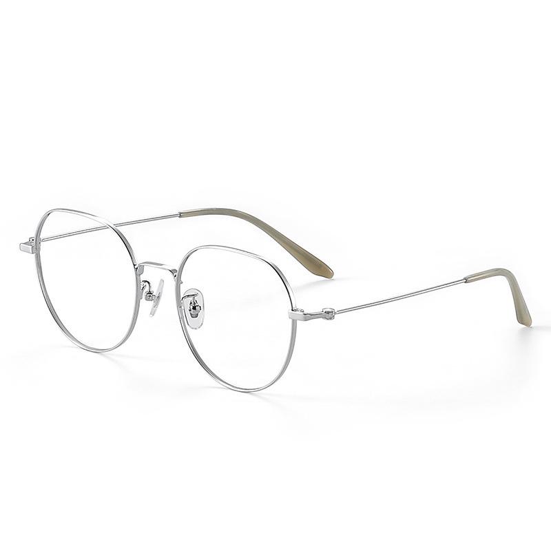 Korean Style Large Frame Glasses for Women: Slimming Oval Silver Frame Eyewear for Round or Square Faces, Model 5305