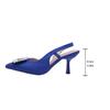Crystal Square Buckle High Heels Sandals Women Tacones Summer Slip On Pointed Toe Pumps Woman Thin Heel Party Wedding Shoes