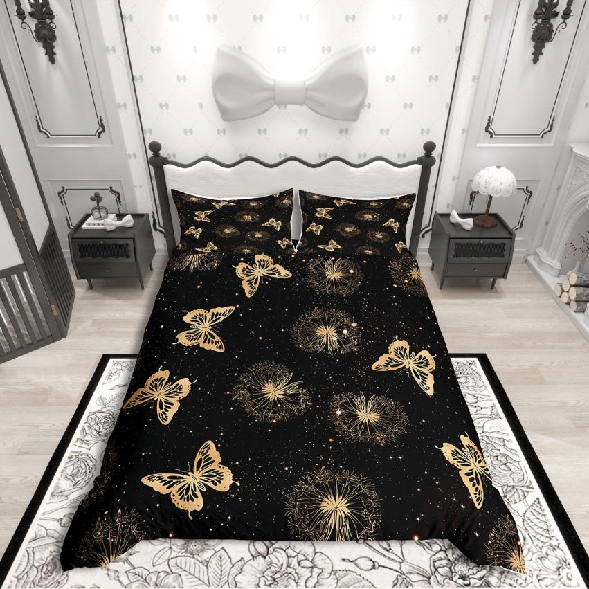 Homewish Flying Butterfly Duvet Cover SetChic Flower For Teens Bedding SetAbstract Gradient Decor