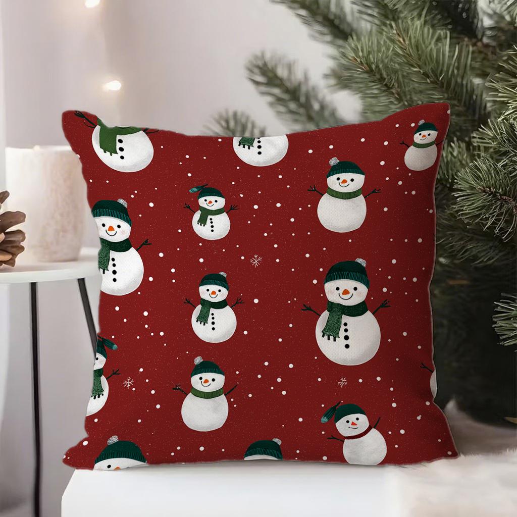 Kissenbezüge mit Weihnachtsmotiven und SchneemännernGeeignet für Sofa, Auto, Schlafzimmer, dekorativer Kissenbezug, Kissenbezug